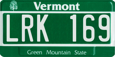 VT license plate LRK169