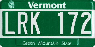 VT license plate LRK172
