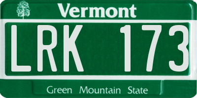 VT license plate LRK173