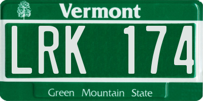 VT license plate LRK174