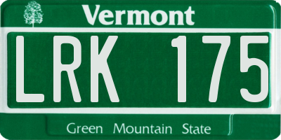 VT license plate LRK175