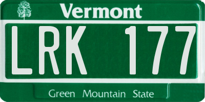 VT license plate LRK177