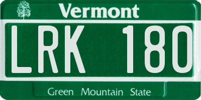 VT license plate LRK180