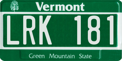 VT license plate LRK181