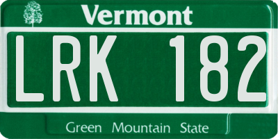 VT license plate LRK182
