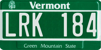 VT license plate LRK184