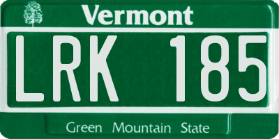 VT license plate LRK185