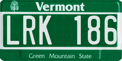 VT license plate LRK186