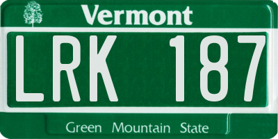 VT license plate LRK187