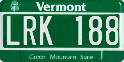 VT license plate LRK188