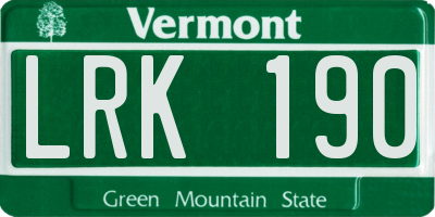 VT license plate LRK190