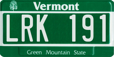 VT license plate LRK191