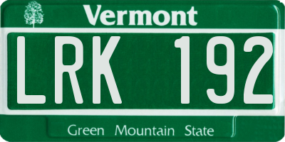 VT license plate LRK192