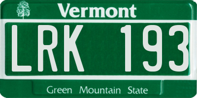 VT license plate LRK193