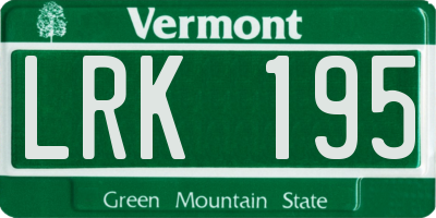 VT license plate LRK195