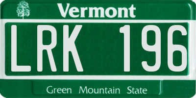 VT license plate LRK196