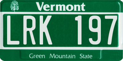 VT license plate LRK197