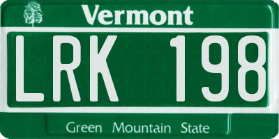VT license plate LRK198