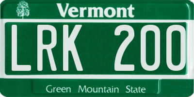 VT license plate LRK200