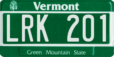 VT license plate LRK201