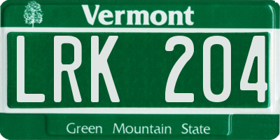 VT license plate LRK204