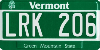 VT license plate LRK206