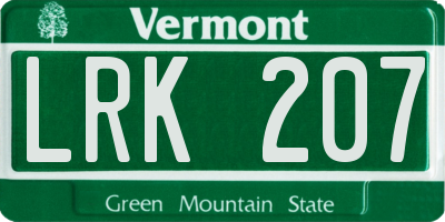 VT license plate LRK207