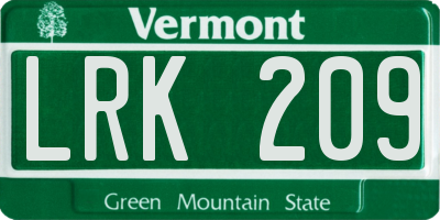 VT license plate LRK209