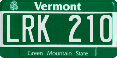 VT license plate LRK210