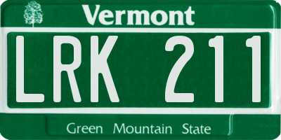 VT license plate LRK211