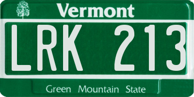 VT license plate LRK213