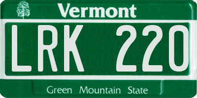 VT license plate LRK220