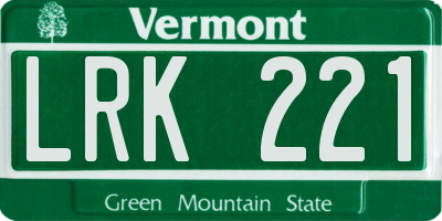 VT license plate LRK221
