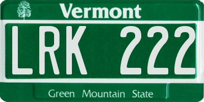 VT license plate LRK222