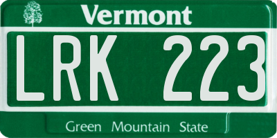 VT license plate LRK223