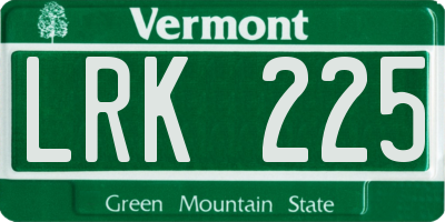 VT license plate LRK225