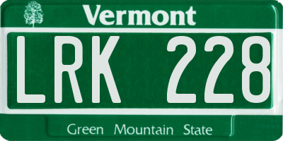 VT license plate LRK228