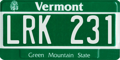 VT license plate LRK231