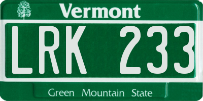 VT license plate LRK233