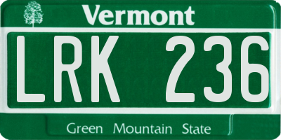 VT license plate LRK236