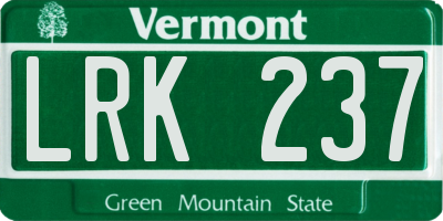 VT license plate LRK237