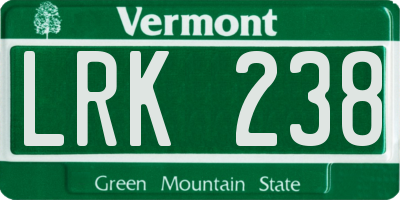 VT license plate LRK238