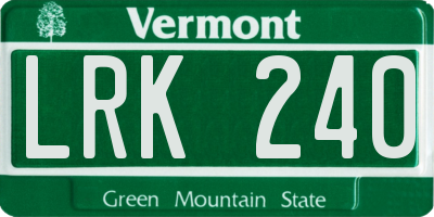 VT license plate LRK240