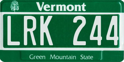 VT license plate LRK244