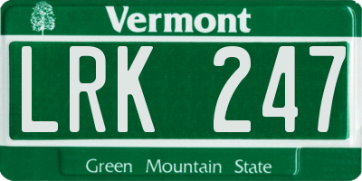 VT license plate LRK247