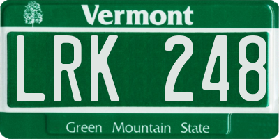 VT license plate LRK248