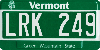 VT license plate LRK249