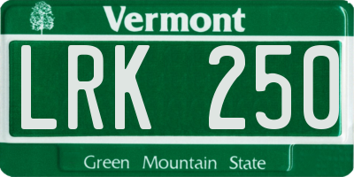 VT license plate LRK250