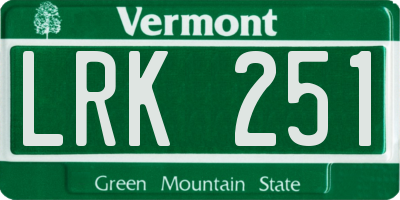 VT license plate LRK251