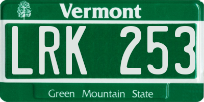 VT license plate LRK253